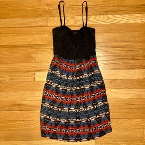Billabong Spaghetti Strap Tribal Pattern Dress